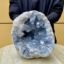 15.43LB Natural Beautiful Blue Celestite Crystal Geode Cave Mineral Specimen picture