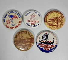 Vintage 70’s 80’s 90’s Thief River Falls, MN Buttons Pinbacks Pins - Lot of 5 picture