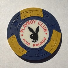 Playboy Club London Casino Chip £5 Five Pounds Blue & Yellow picture