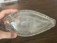 Antique Etched Glass Hunting Flask Stag Deer Ferns “Born 1856” Personalized picture