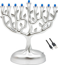 Mini Electric Menorah, Tree of Life Design Hanukkah Menorah, LED Travel Menora,  picture