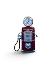 Timex Vintage Collectible Miniature Clock Retro Gas Pump Red Silver picture