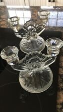 Iris Herringbone Jeannette Glass Double Candle Holders Candlesticks set Perfect picture
