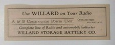 1928 Willard Storage Battery Co. Advertisement picture