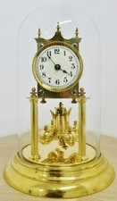 Superb Antique German JUF 400 Day Anniversary Brass & Glass Torsion Mantle Clock picture