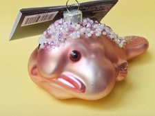 NEW Robert Stanley Pearlescent Jewelerd Beaded Sea Blobfish Glass Fish Ornament picture