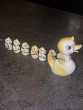 Vintage Japan Mama Duck  & 6 Ducklings Ugly Duck Chains Chained picture