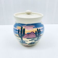 Vintage Ceramic Art Pottery Jar Cow Creek Cactus Southwest Jar With Lid picture