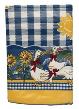 VTG Country Geese Goose Vinyl Farmhouse Tablecloth Cottagecore  Oblong 52x90 picture