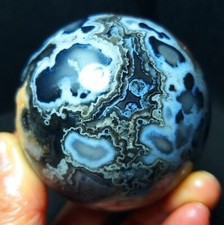 Rare 298.7g 60mm Natural Polishing lace Agate Sphere Ball Stone Healing A3230 picture