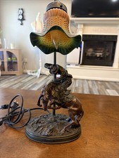 Cowboy Table Lamp Bronco Buster Style Vintage Lamp Working Bronze picture