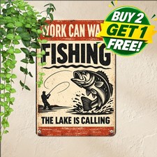 Bold Typography Jumping Bass Fishing Quote Poster Retro Metal Tin Wall Plaque picture