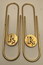 (2) Vintage Oversized RX Pharmacy Paper Clips picture