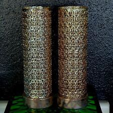 Vintage Hollywood Regency Glam Gold MetalFiligree Taper Candle Holders MCM 11
