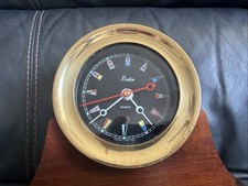Chelsea Boston Brass Ships Clock Quartz W/ Wood Base Works 👍 picture