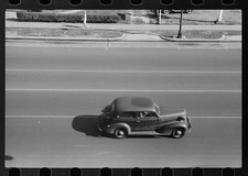 Photo:1930s Street Scene Classic Car Aerial View Roadway Black and White picture