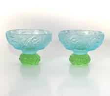 Liuli Crystal Art Glass Set of 2 Sake Shot Glasses In Gift Box picture