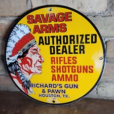 OLD VINTAGE DATED 1972 RICHARD'S PAWN & GUN PORCELAIN SIGN 12