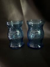 Vintage 70s Wheaton Embossed Glass Bottle 1827 Clipper Ship Pair Sky Blue Juice picture