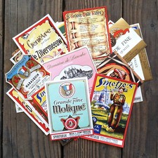 100 Vintage Original FRENCH WINE LABEL COLLECTION 1920s-40s Bottle Labels LOT picture