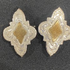 VTG Hand Crafted Silver Overlay Gold Brass tone Conchos 1  1/2”x 1” picture
