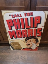 Rare Vintage 1930s Philip Morris Cigarettes Johnny Bellhop Heavy Cardboard Sign picture