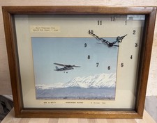 Vintage Airplane Shadowbox Wall Clock Wood Frame 17 1/2 X 21 1/2 Inches picture