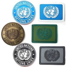 6Pcs 3D Pvc UNITED NATIONS NATIONS UNIES FLAG RUBBER HOOK LOOP PATCH BADGE picture