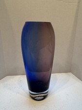 Vintage Two-Toned Mutant Cobalt Blue And Amethyst Tapered Thick Flower Bud Vase picture