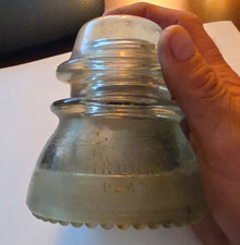 Vintage Clear/White Glass Insulator with Beaded Rim Drip Points picture