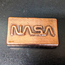 NASA Raised Logo Copper Bar Moon Rock Man Cave Paper Weight Gift Space 5 oz .999 picture