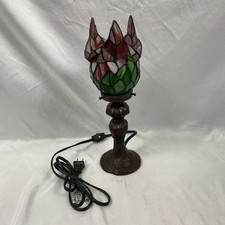 Vintage Stained Glass Floral, Tulip Design Lamp, 12 Inches Tall picture