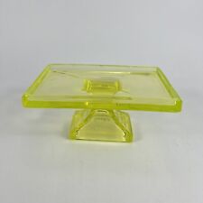 Vintage CLARKS TEABERRY GUM Pedestal Display Stand Uranium Vaseline Glass chip picture