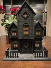 Target Threshold Light Up Wooden Haunted House Black Halloween Decor Tested picture