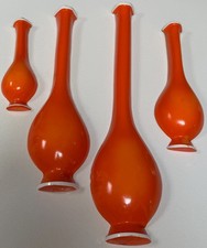 Vintage MCM Orange Bottle Chalkware Set Mid Century Modern Art Wall Hangings 60s picture