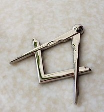 Masonic Master Mason Square & Compass Cut Out Car Auto Emblem Silver DMCE19 picture