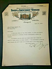 1934 Bakery & Confectionery Workers International Union America Letter Chicago picture