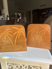 Palm Trees Bookends MCM Gulf Wood Made Is USA picture