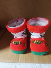 Pair of Handcrafted Repurposed Baby Bootie Christmas Ornaments picture