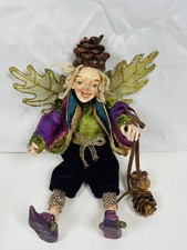 VTG Woodland Fairy Winward Holidays? Elf Doll Winged Posable Shelf Sitter 9” picture