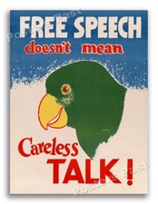 “Free Speech, Careless Talk” 1944 Vintage Style WW2 War Poster  - 18x24 picture