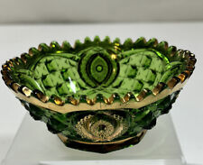 Antique NORTHWOOD GLASS EAPG -Memphis Green (Gold Trim)- Low Bowl. VGC picture