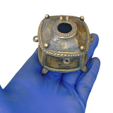 1850's Antique Handcrafted Brass Unique Shape Inkpot , Old Collectible picture