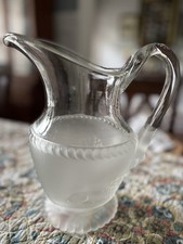 Antique Gillinder Frosted Lion9” Water Pitcher EAPG Victorian Era 1870s picture