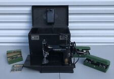 Vintage 1954 Singer Featherweight 221 Sewing Machine Case & Accessories Works picture