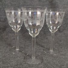 Etched Crystal Glass Wine Glasses Set of 3 Frosted Design 8.5