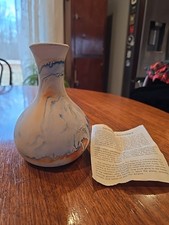 Nemadji Pottery Vase Blue Orange Swirls 5