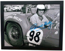 Framed Carroll Shelby signed repro print - Maserati Tipo 61 Birdcage 11x8.5 picture