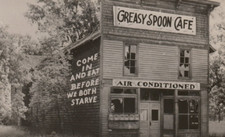 Greasy Spoon Cafe exaggerated humor food RPPC Postcard picture