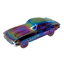 RARE Boyd Glass Sportscar Purple Fizz Carnival Iridescent Art Glass Car picture